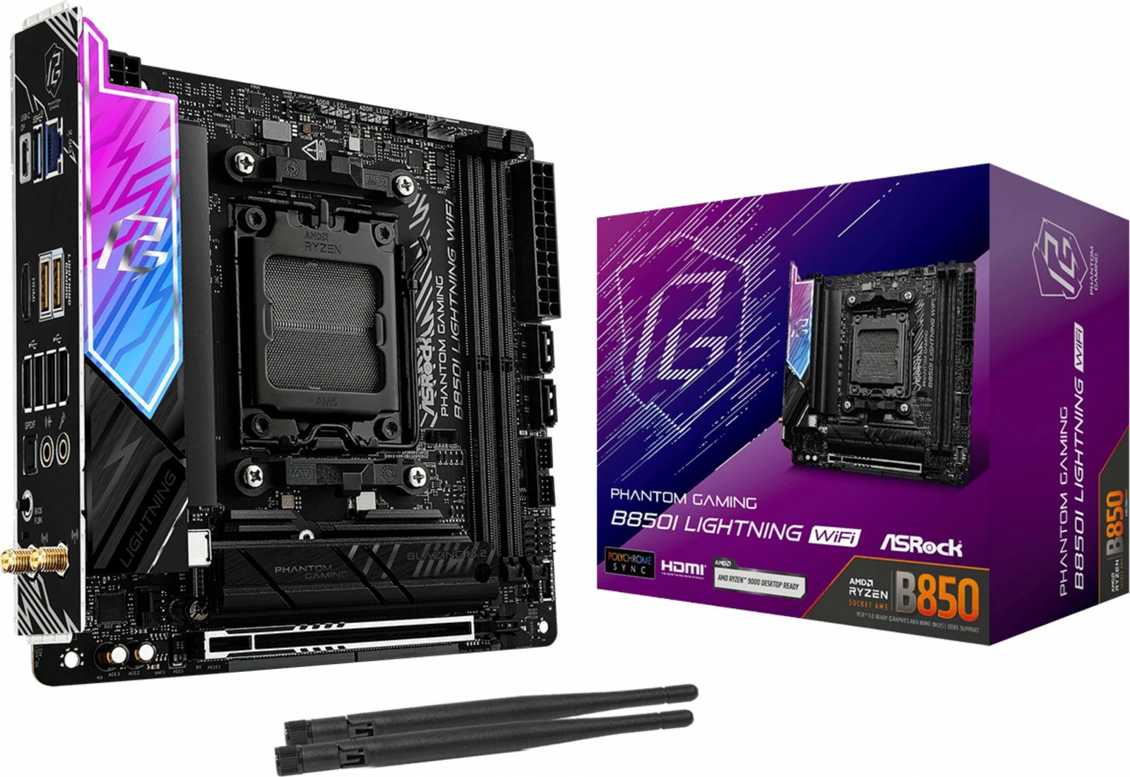 Pllakë amë ASRock Phantom Gaming B850I Lightning WiFi, Socket AM5, DDR5, Wi-Fi 6E, PCIe 5.0