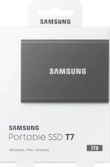 Disk i jashtëm SSD Samsung T7, 1TB, USB 3.2 Gen 2, Gri