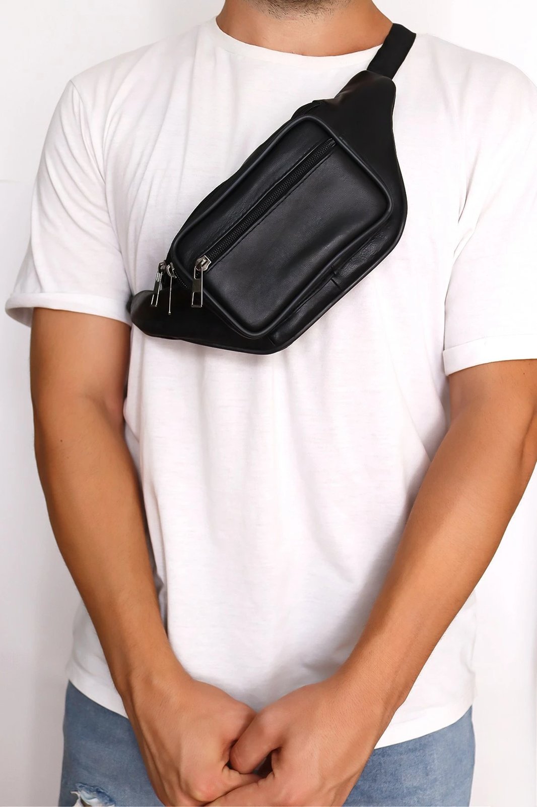 Çantë beli prej lëkure, e zezë, Zoozie Bags, 30x11.5cm
