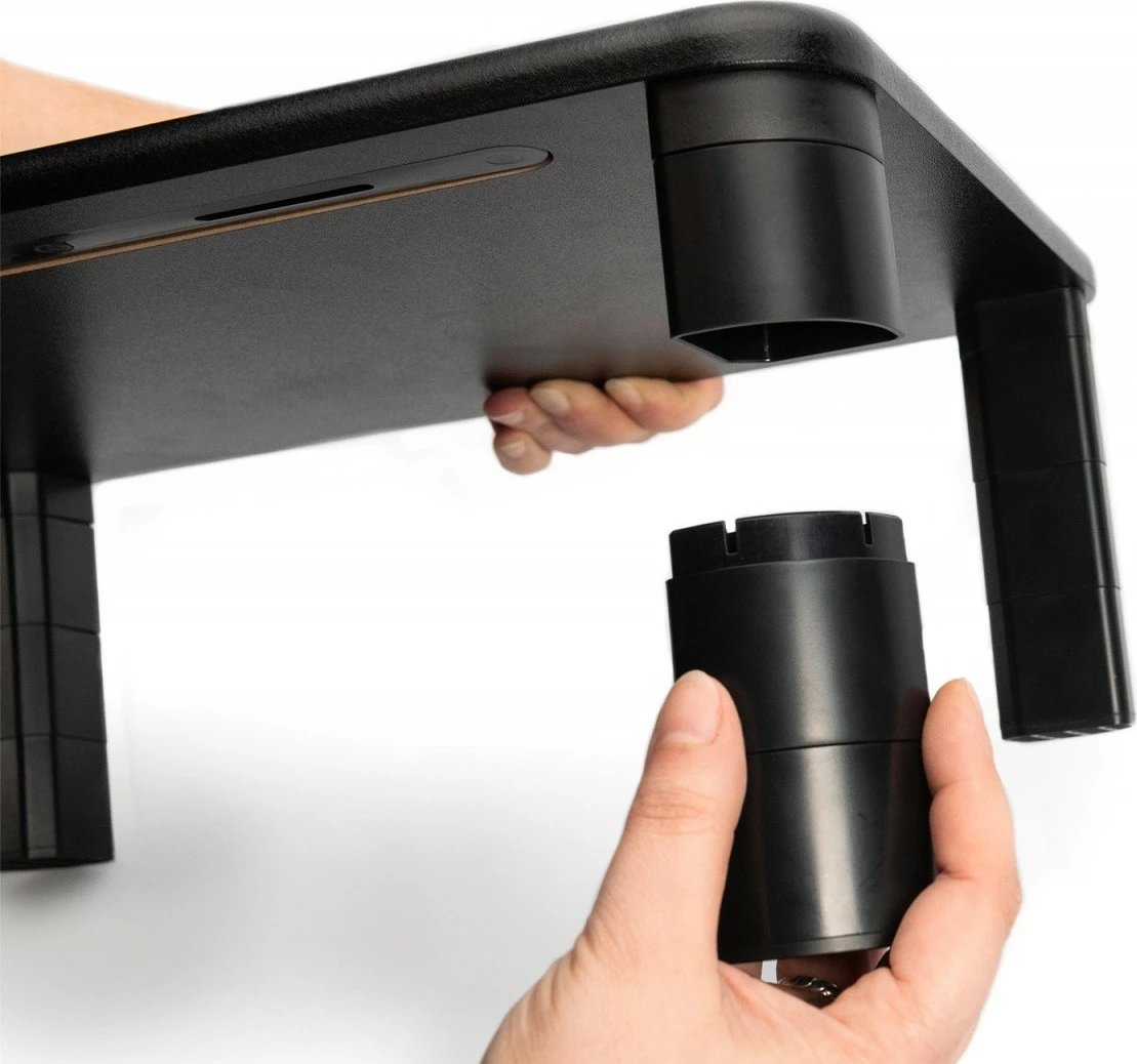 Mbajtëse monitori e rregullueshme Digitus DA-90458, me sipërfaqe druri, e zezë