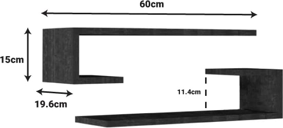 Raft muri Eldo set prej 2 copë melaminë, ngjyrë natyrale, 60x19.6x15cm