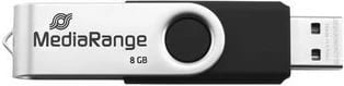 USB stick MediaRange 16GB, USB/Micro USB, zi/argjendtë