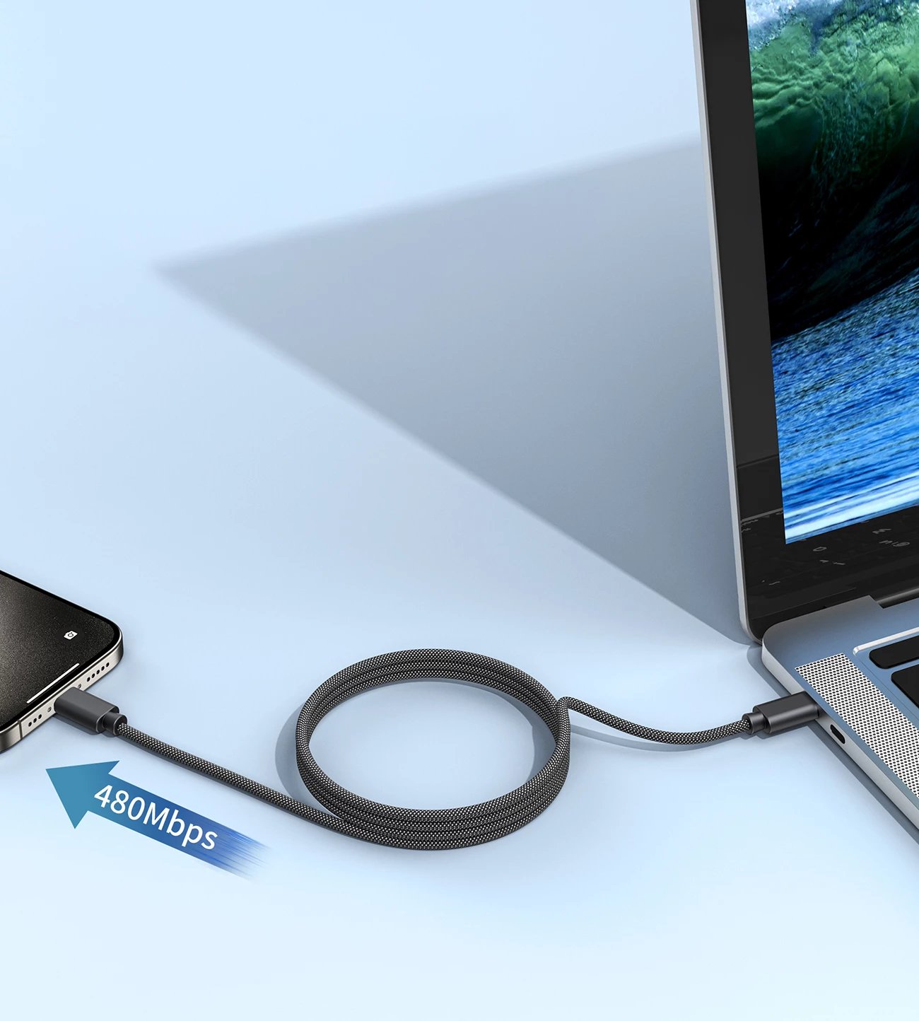 Kabllo USB-C Choetech XCC-1054, 1.2m, 240W, Power Delivery 3.1, magnetike, e zezë