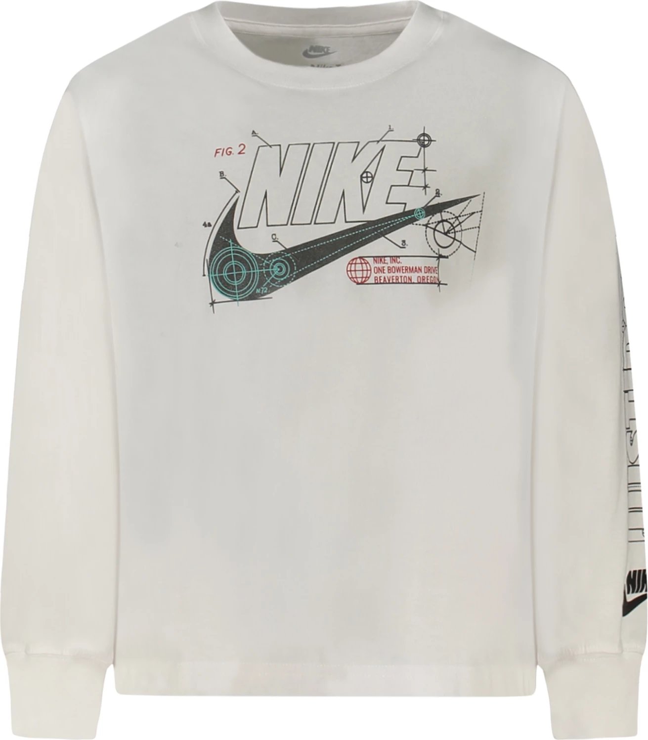 Maicë me mëngë të gjata për djem NIKE, e bardhë