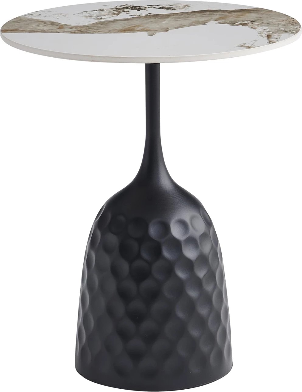 Tavolinë kafeje LONGSTEM, bazë metalike e zezë, sipërfaqe gur i sinterizuar, ngjyra Pandora, FH18317.02, Φ50