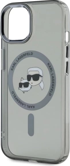 Mbështjellës Karl Lagerfeld KLHMP15SHLSKCK për iPhone 15 6.1", i fortë, MagSafe, i zi