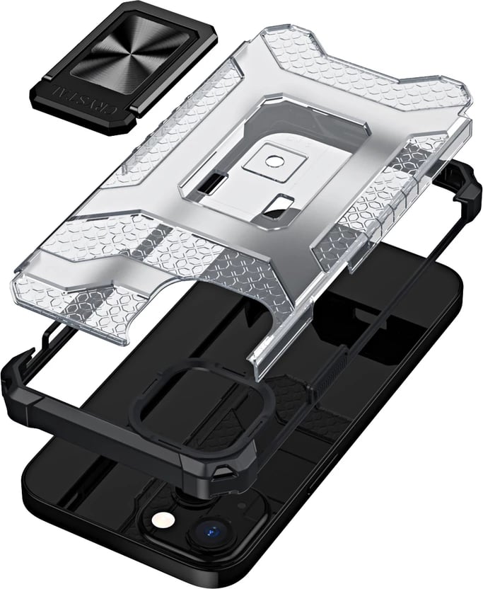 Mbështjellës Hurtel Crystal Ring Case për iPhone 13, me mbajtëse, i zi