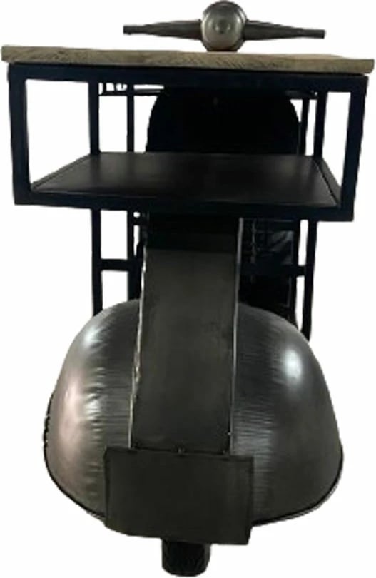 Konsol bar në formë skuter, metal gunmetal, dru natyral, 183x51x102