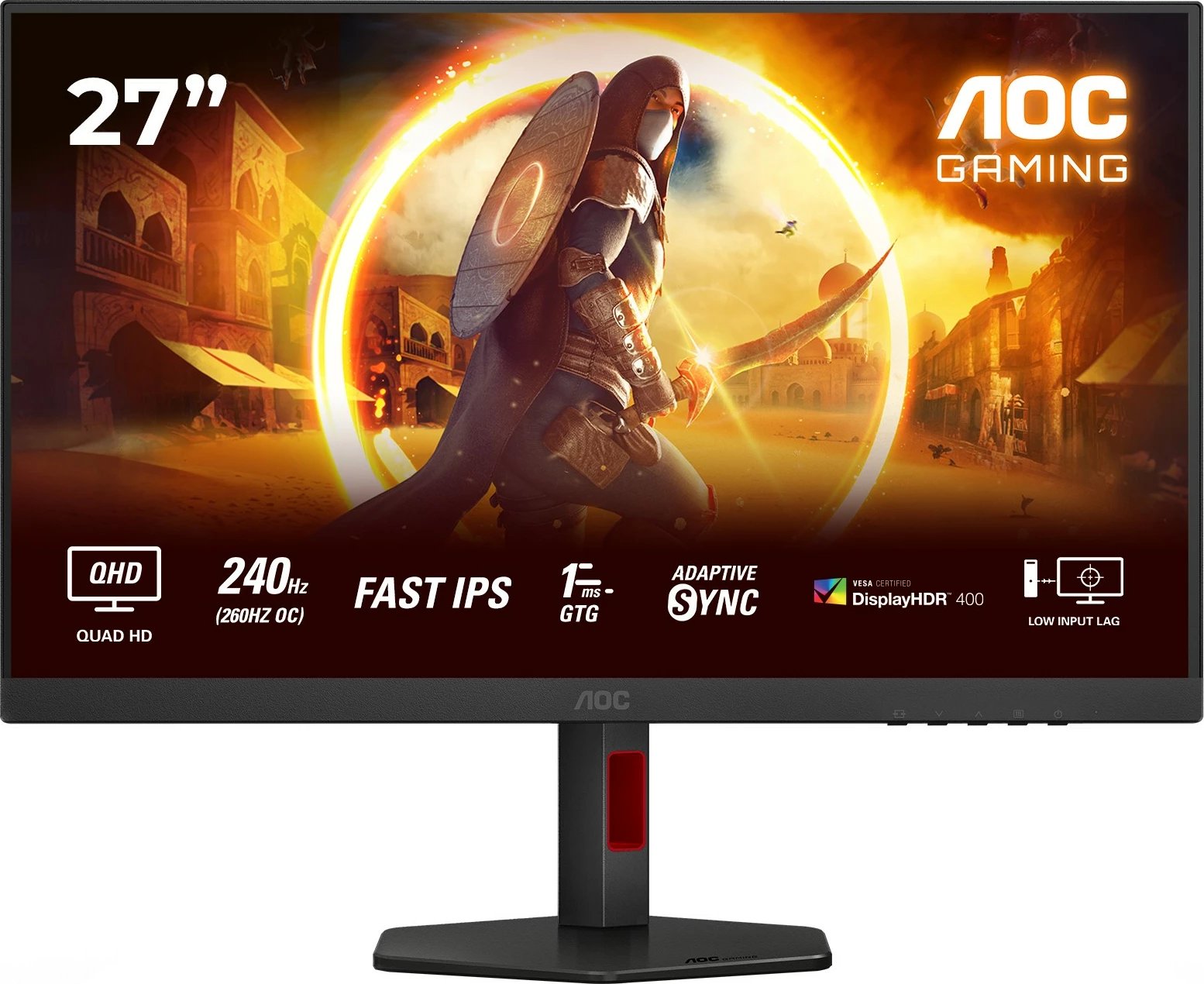 Monitor AOC Q27G4ZR 27 inç, QHD, 240Hz, Fast IPS, e zezë/kuqe
