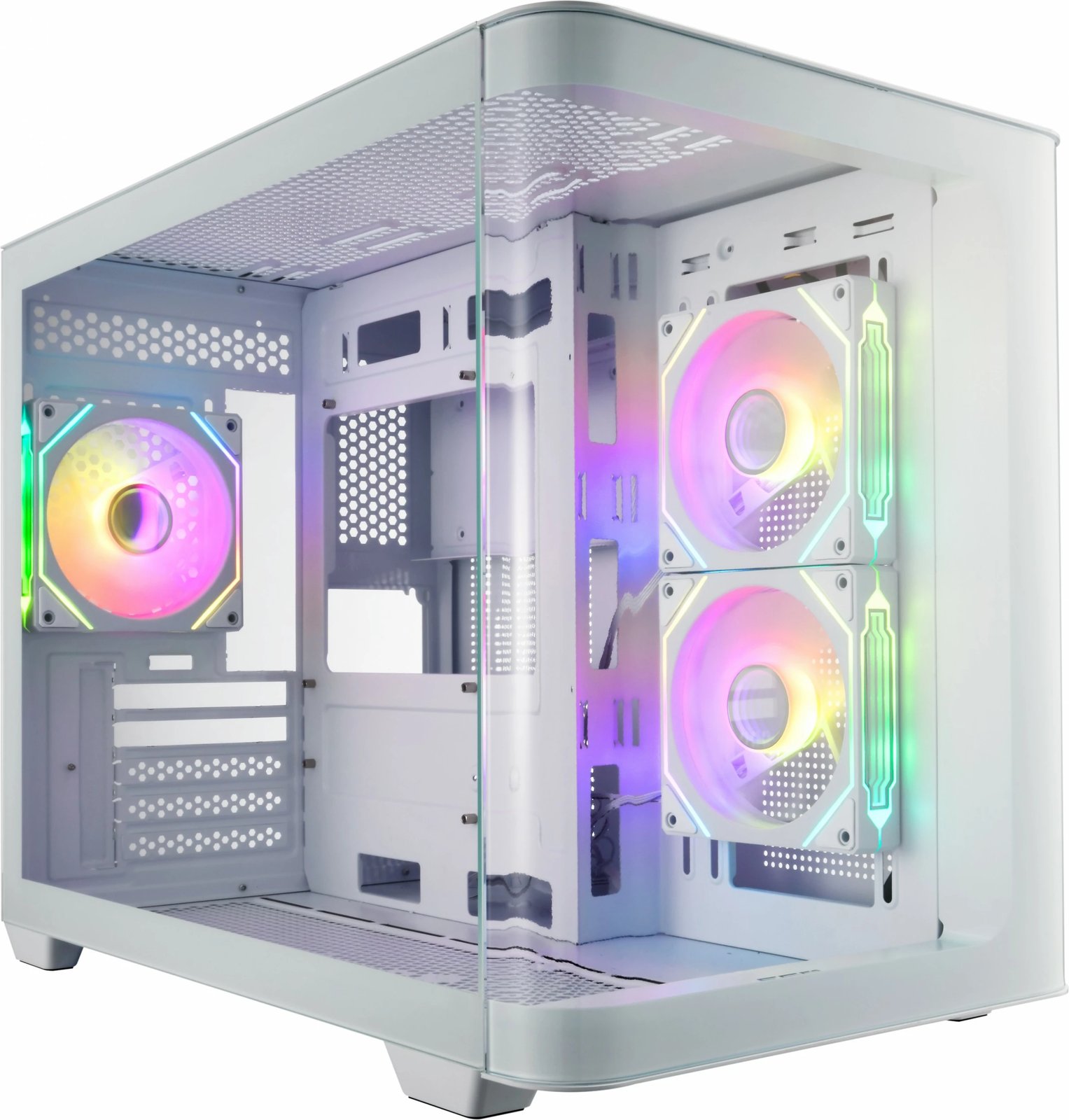Kasë FSP S380-WA ARGB TG, midi tower, xham i temperuar, e bardhë