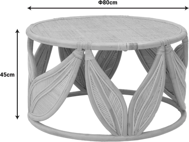 Tavolinë kafeje Siderty, ngjyrë natyrale, rattan, D80x45cm