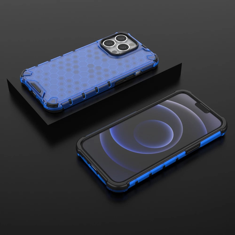 Mbështjellës Hurtel Honeycomb për iPhone 13 Pro, kaltër