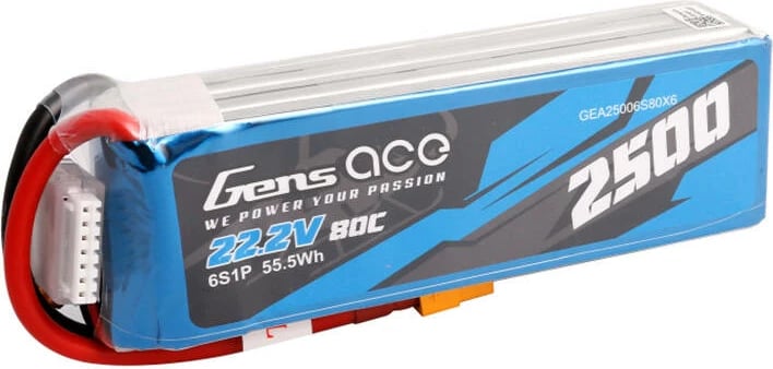 Bateri LiPo Gens ace 2500mAh 22.2V 80C 6S1P me XT60, e kaltër