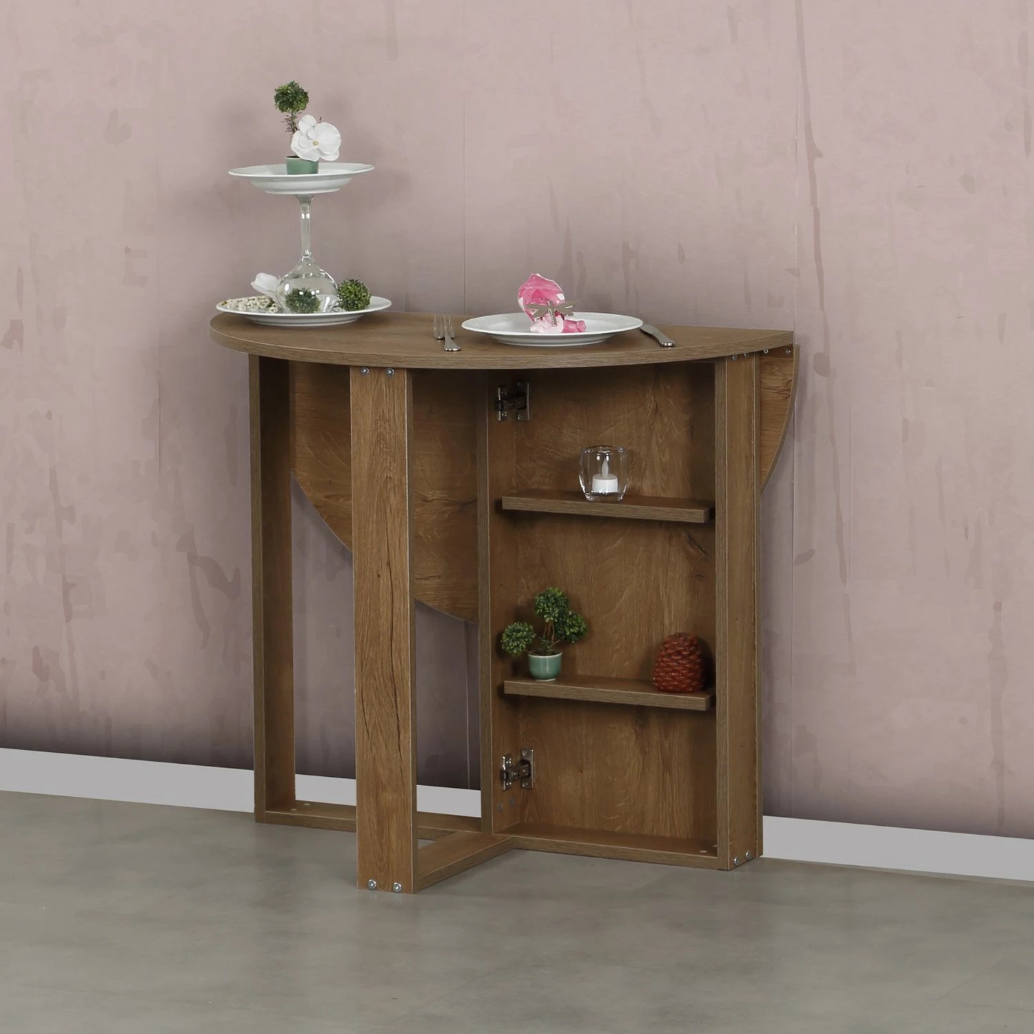 Tavolinë palosëse Hanah Home, ngjyrë lisi kaukazian, mesatare