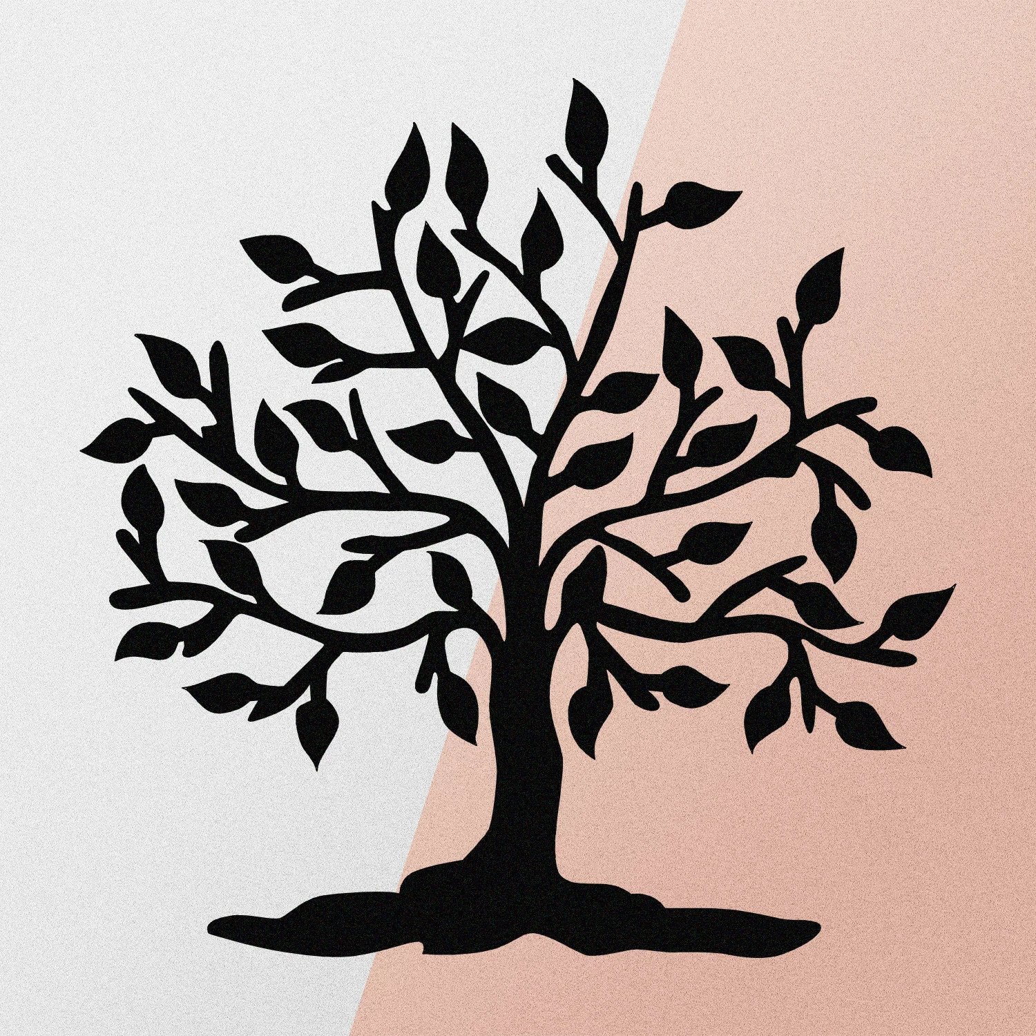 Aksesor dekorativ metalik për mur, Wallity, Kalp Agac, ngjyrë e zezë, 70x70cm