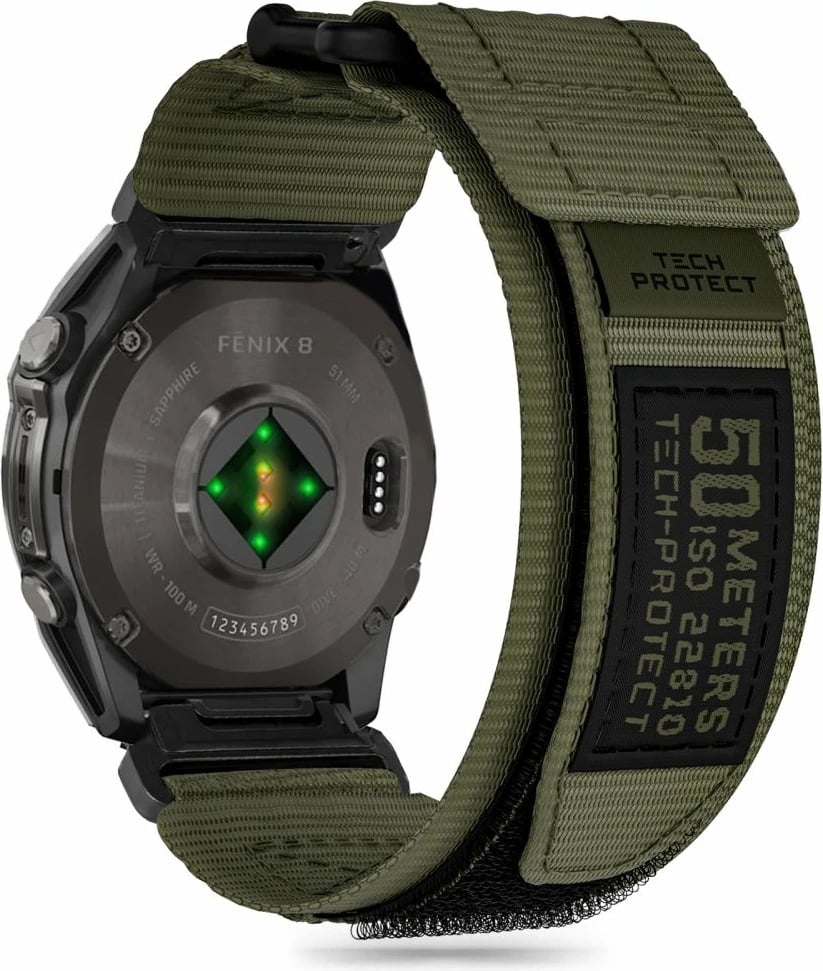 Rrip najloni Tech-Protect Scout Pro për Garmin Fenix 5X/5X Plus/6X/6X Pro/7X/8 (51mm), i gjelbër
