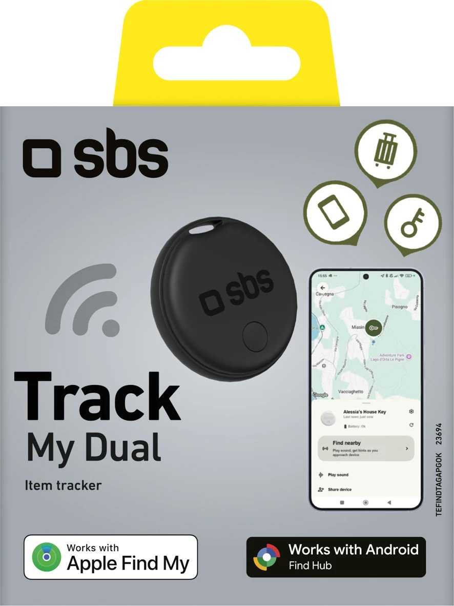 Tracker Bluetooth, SBS Track My Dual, rreze 20 m, alarm 60 dB, bateri CR2032, iOS/Android, zi