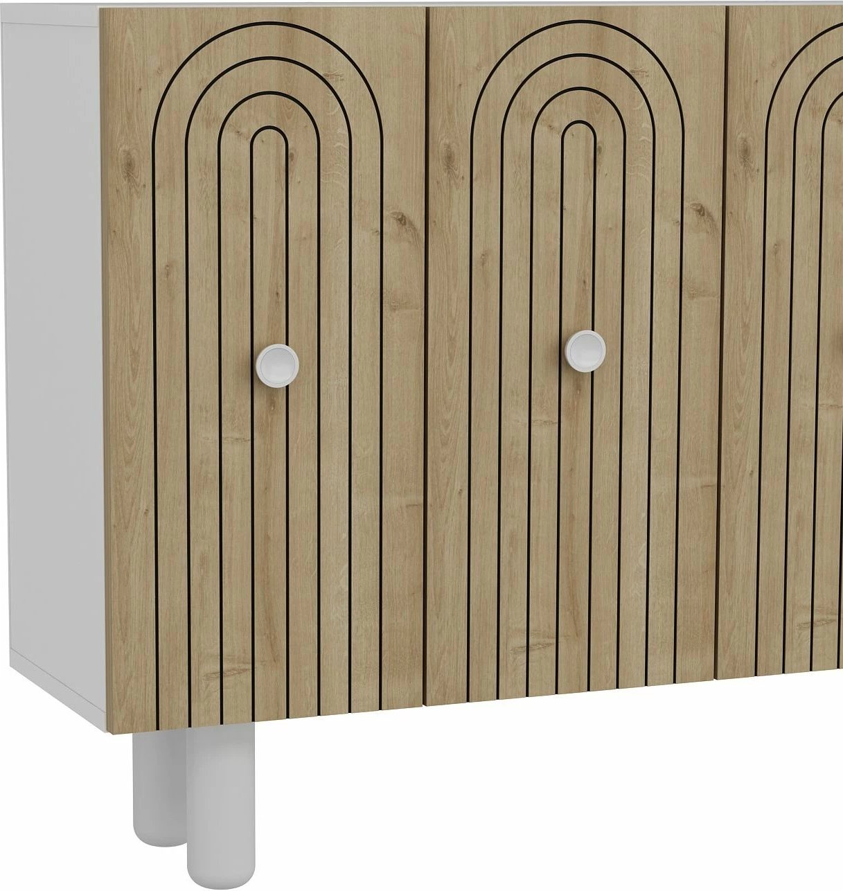 Konsol Skye Decor, Woise Bohem KM120, e bardhë, lisi safir