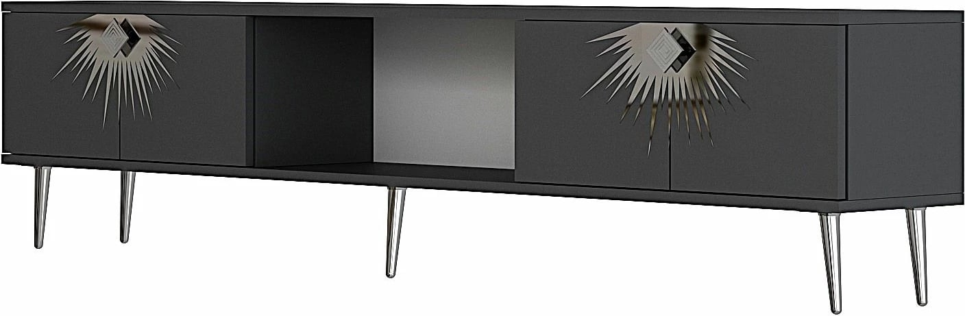 Komodë për TV Skye Decor, ngjyrë antracit, argjend