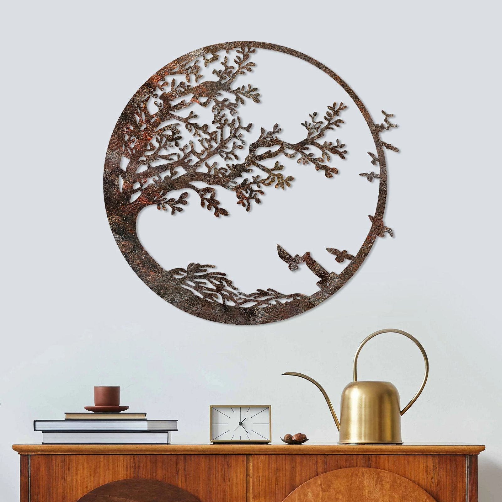 Aksesor dekorativ metalik për mur, Wallity, pemë me efekt të ndryshkur