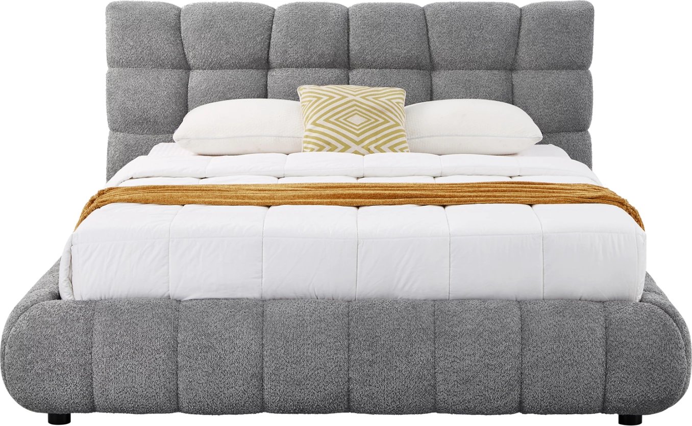Krevat dopio me hapësirë për depo, stof chenille gri, SOMNIUM CD725.01, dyshek 160x200cm
