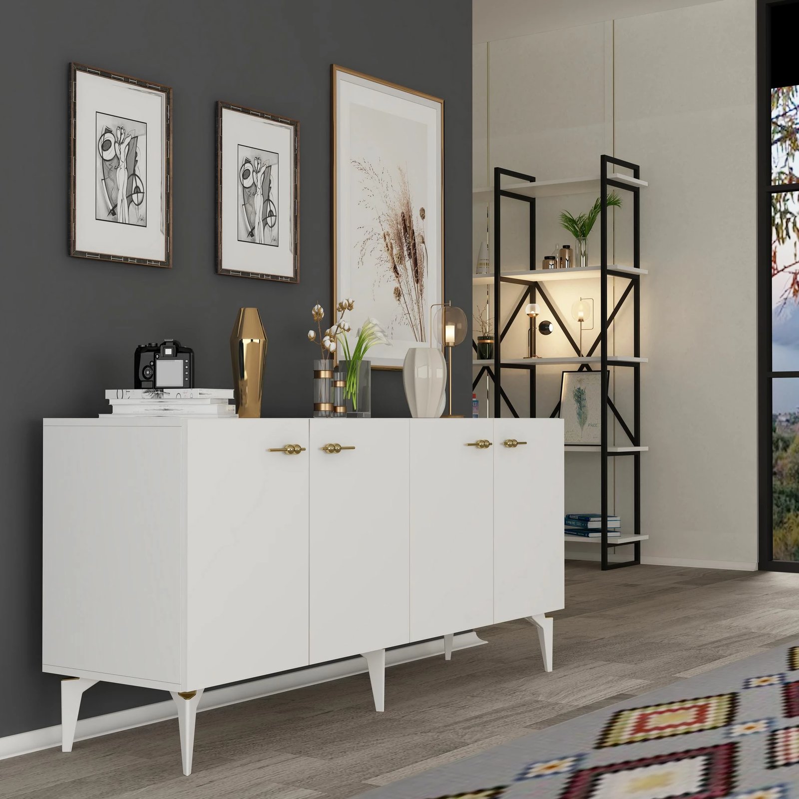 Konsolë Skye Decor, Rüya, e bardhë