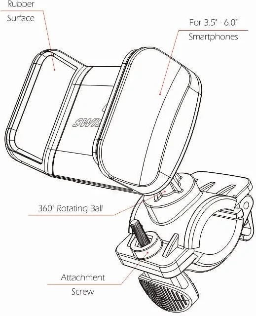 Mbajtëse për celular në biçikletë Swissten, S-GRIP BCCL1, e zezë