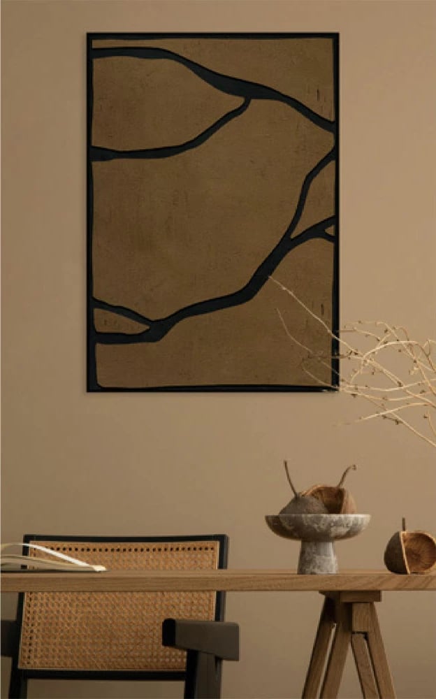 Pikturë dekorative Eavan me kornizë, kanavacë, kafe e zezë, 80x120x4.3cm