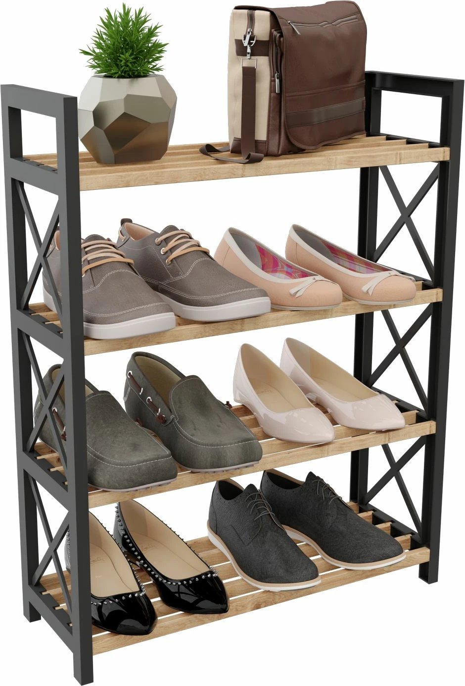 Raft multifunksional, Skye Decor, plastik, 4 kate, ngjyrë e zezë