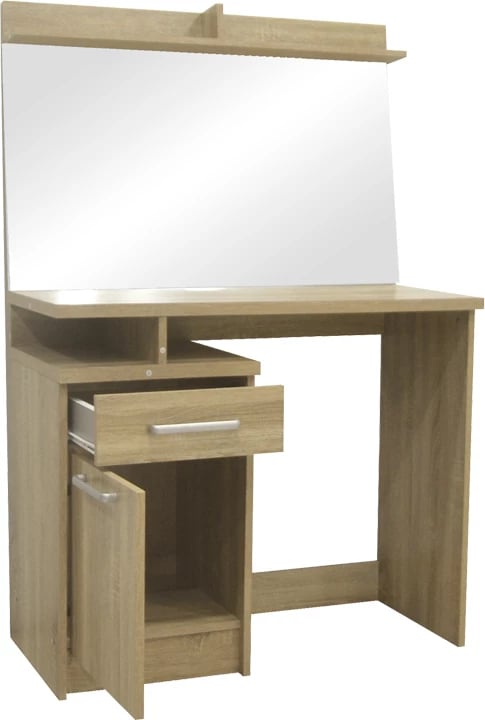 Tavolinë grimi me pasqyrë Olympus, ngjyrë lisi e çelët, 90.5x39.5x75cm