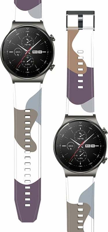Rrip silikoni Hurtel për Huawei Watch GT2 Pro, Moro, 22 mm, Gri/Vjollcë/Bardhë