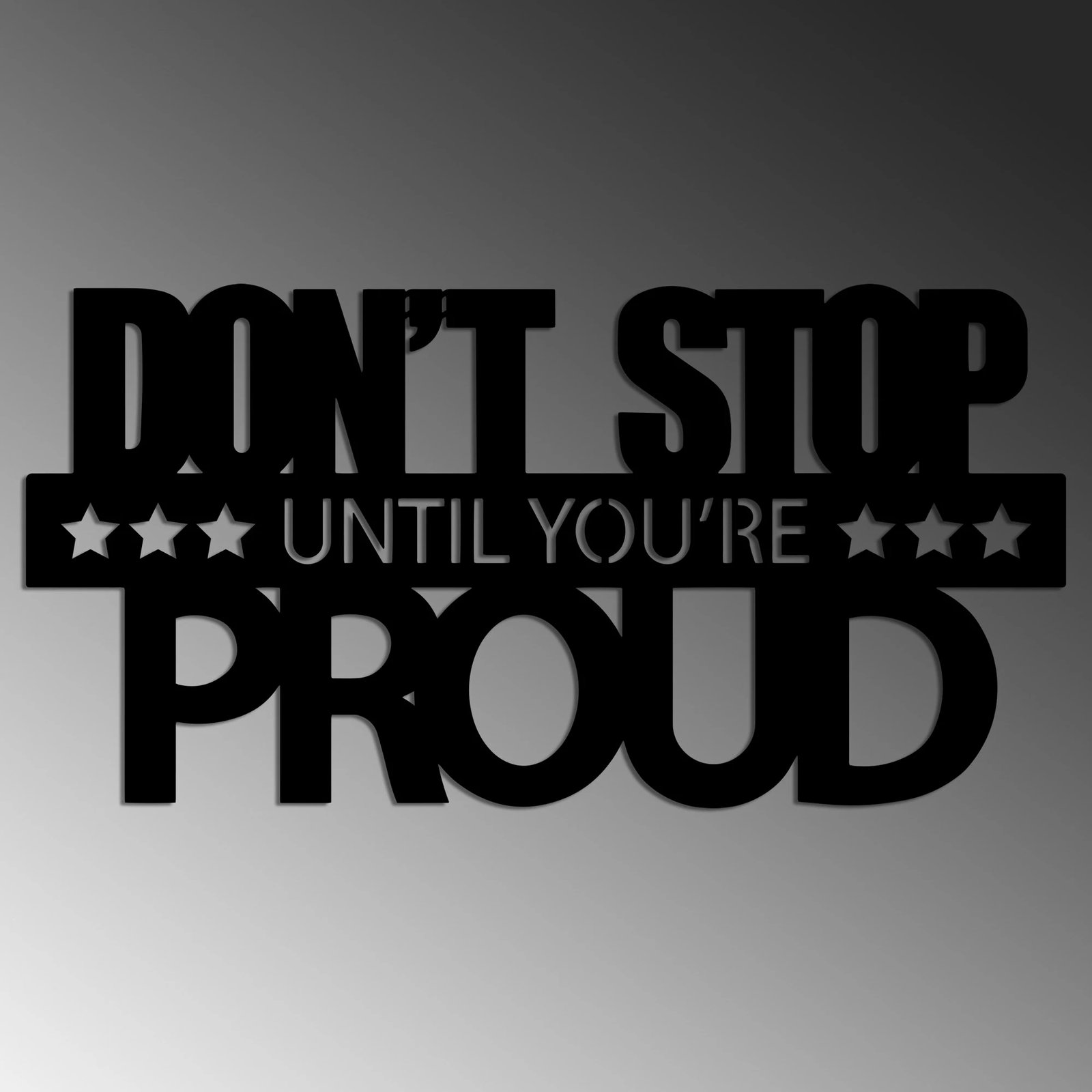 Aksesor dekorativ metalik për mur, Wallity, Don't Stop Until You're Proud, ngjyrë e zezë, 60x30cm