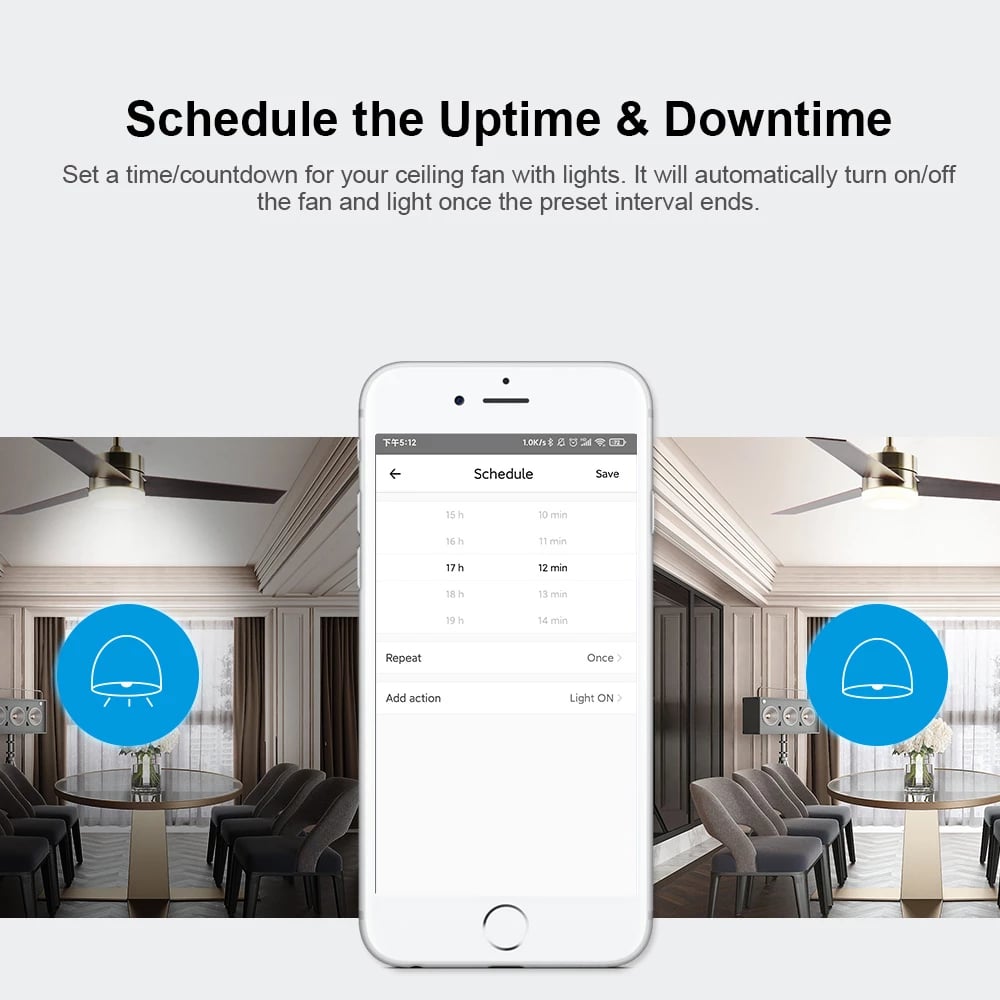 Sonoff iFAN04-H Kontrollues Wi-Fi per drita, llampa Sonoff iFAN04-H Kontrollues Wi-Fi per drita, llampa