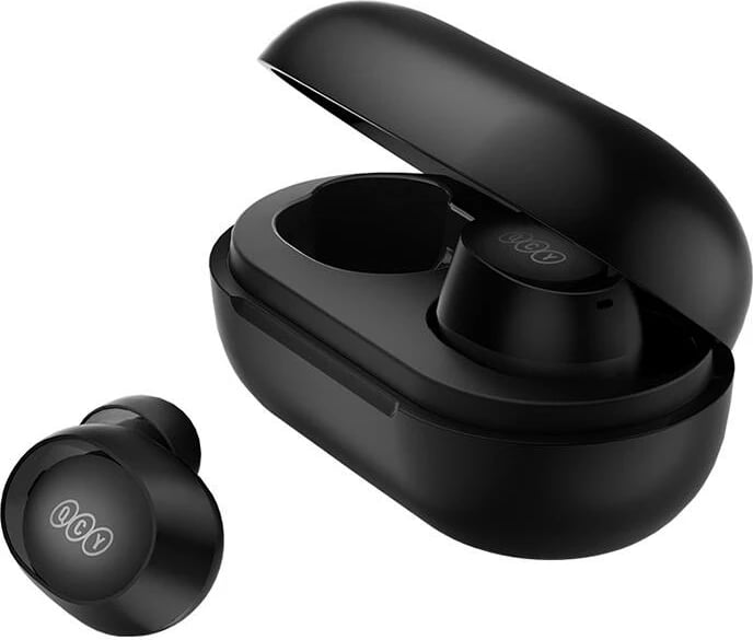 Kufje TWS QCY T27, wireless, me kuti karikimi, e zezë