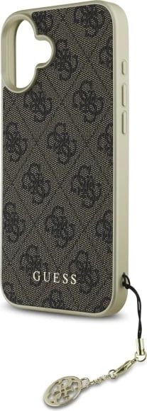 Mbështjellës Guess 4G Charms Collection për iPhone 16 Plus, Kafe