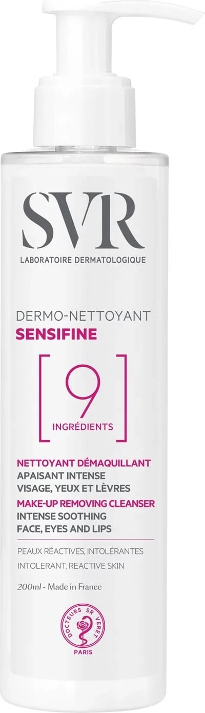 Largues grimi dhe pastrues fytyre SVR Sensifine Dermo-Cleansing Lotion për femra, 200ml
