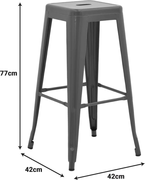 Karrige për bar Utopia, metal anthracite, 42x42x76cm
