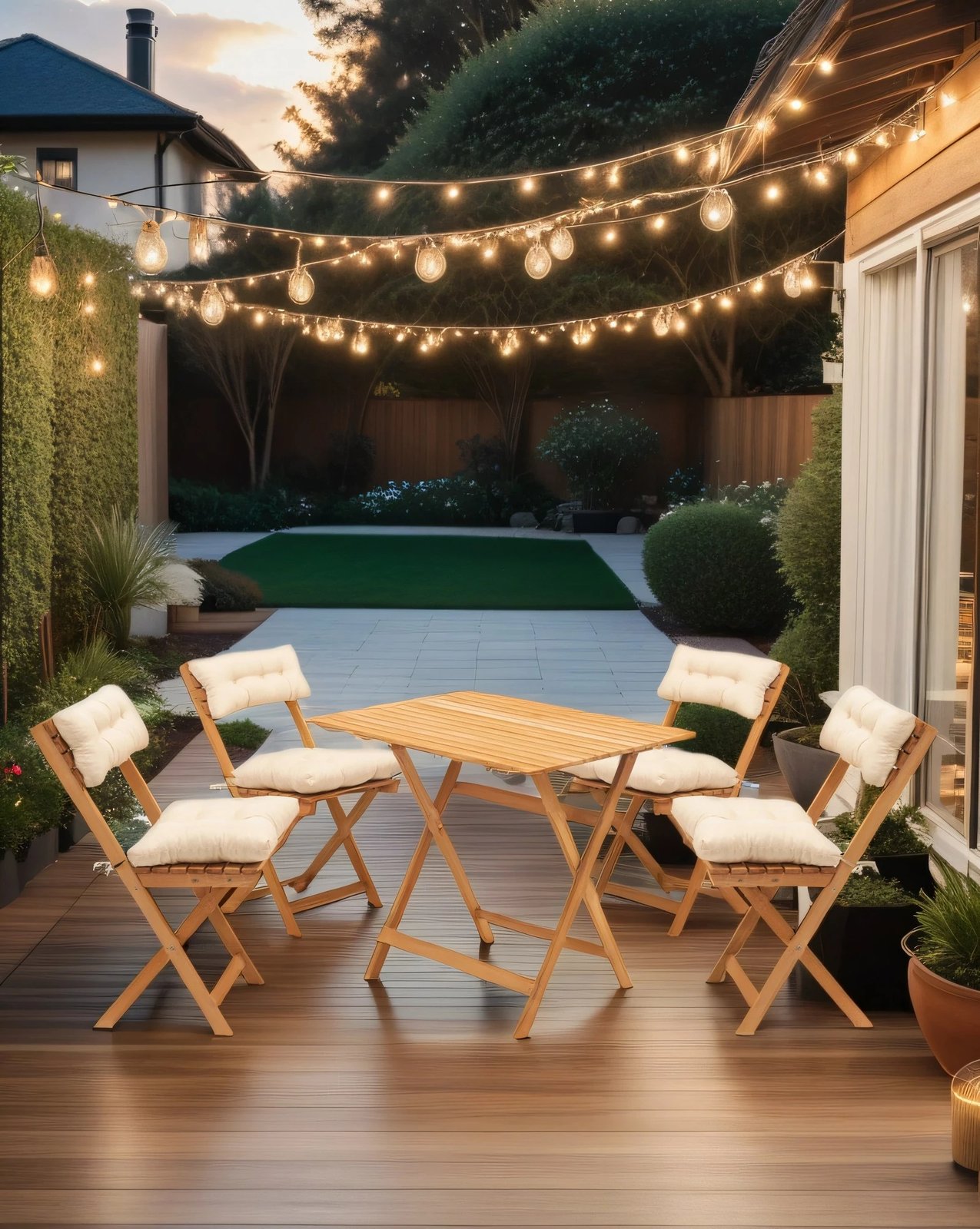 Set tavoline me karrige për terasë, 5 copë, Skye Decor, My004A, natyrale/krem