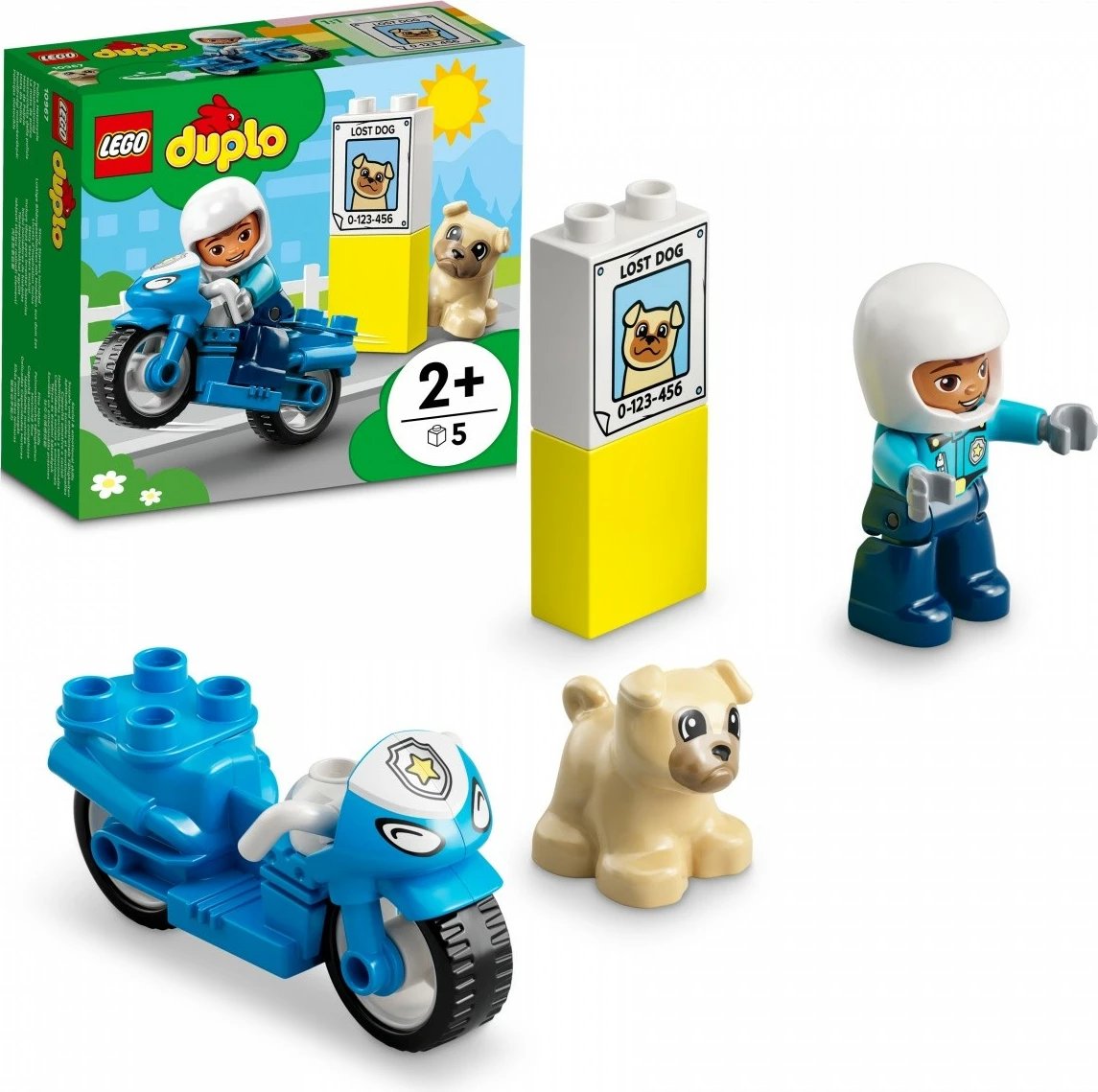 Set lodrash LEGO DUPLO Police Motorcycle 10967, për fëmijë, 5 pjesë, Blu Set lodrash LEGO DUPLO Police Motorcycle 10967, për fëmijë, 5 pjesë, Blu