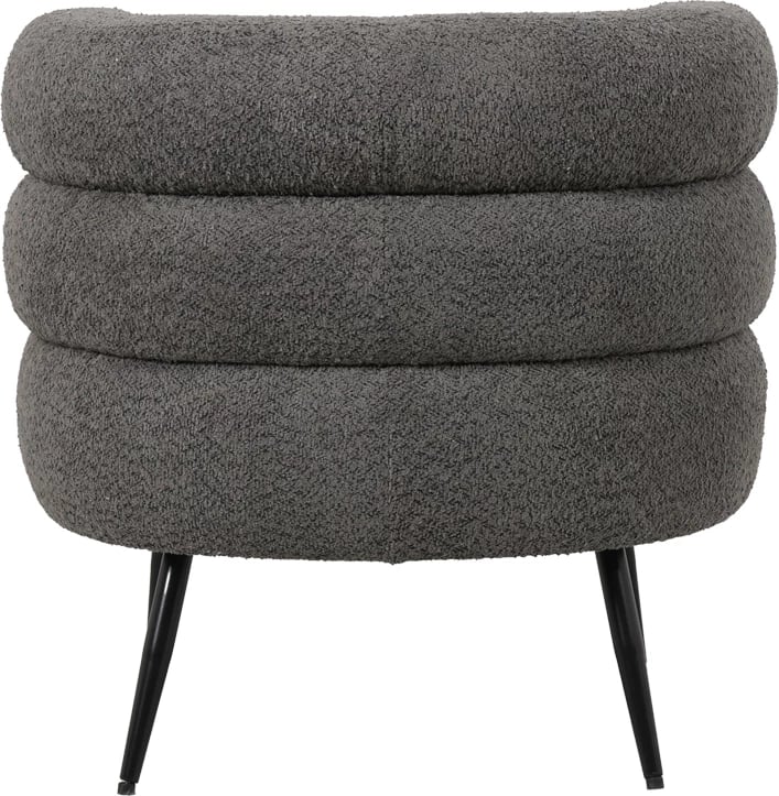 Karrige Foleja, pëlhurë boucle, ngjyrë gri e errët, këmbë metalike të zeza, 76x75x72cm