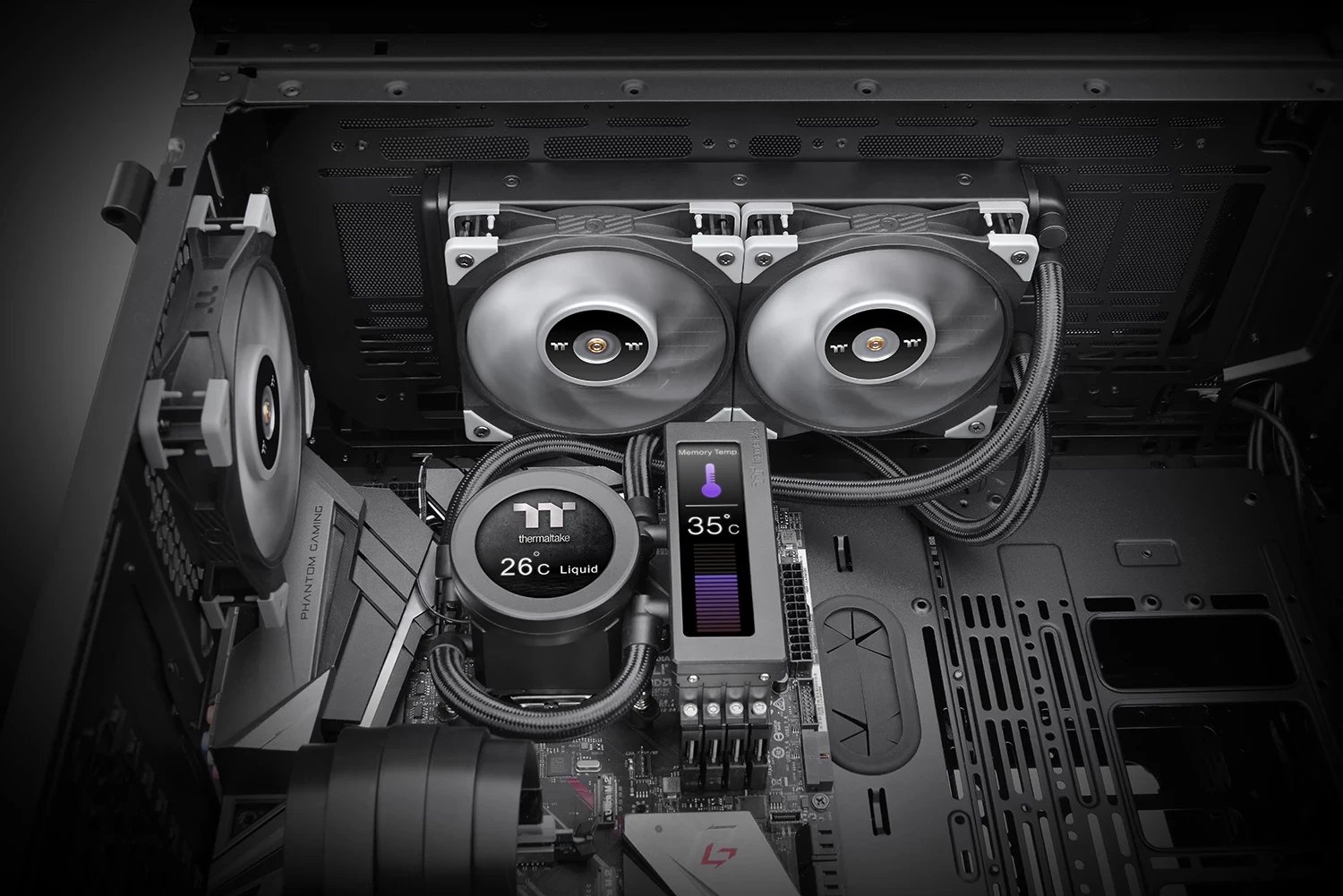 Ftohës i lëngshëm Thermaltake Floe RC Ultra 240, LCD, 240mm, për CPU dhe RAM, i zi