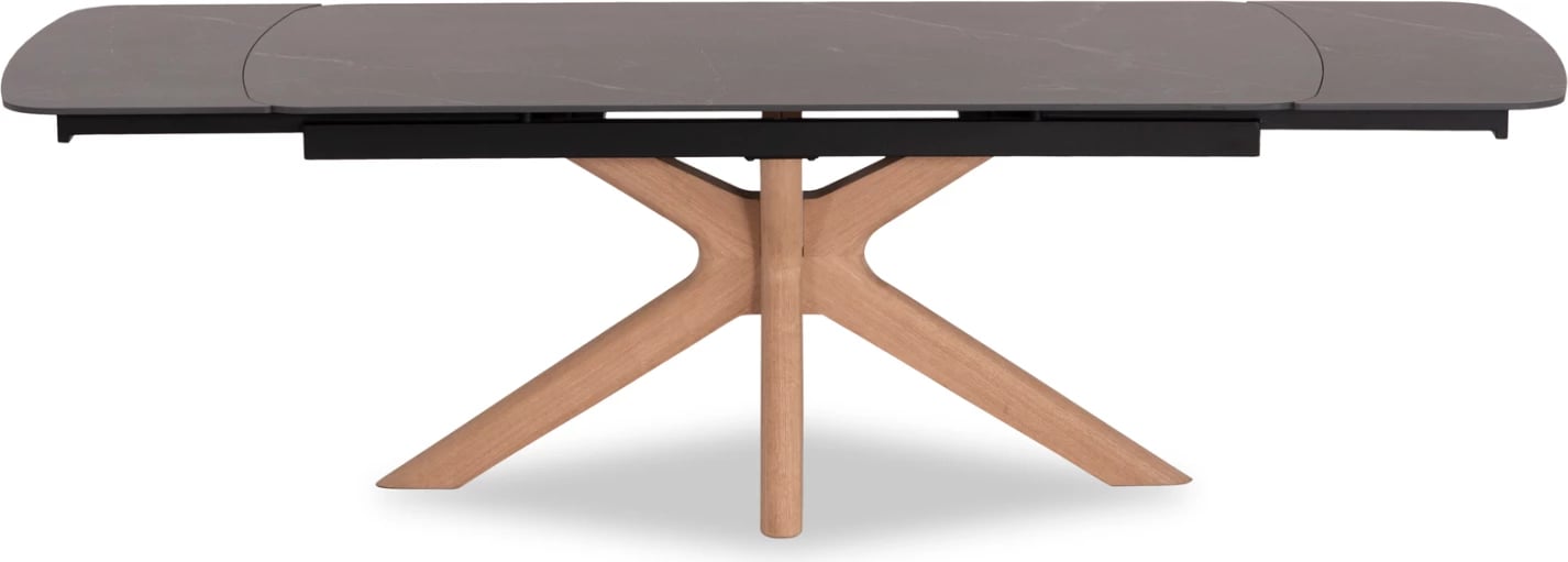 Tavolinë ngrënieje HORIZON, sipërfaqe qeramike, këmbë betule me faner frashëri, 180x90x76cm