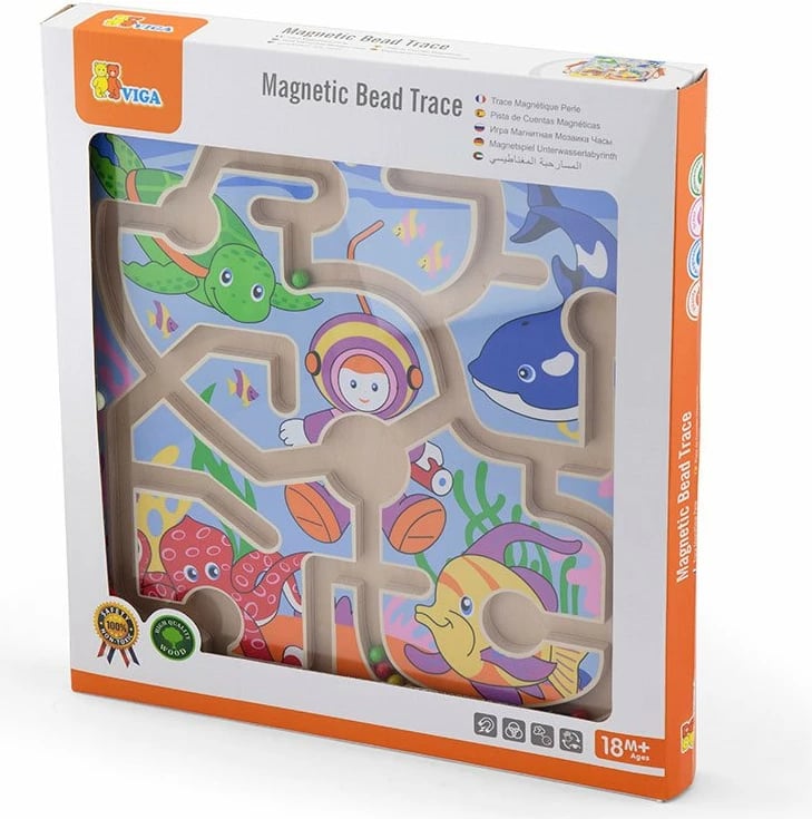Labirint magnetik druri, Viga Sea World, 32x32 cm, për 18m+, shumëngjyrësh