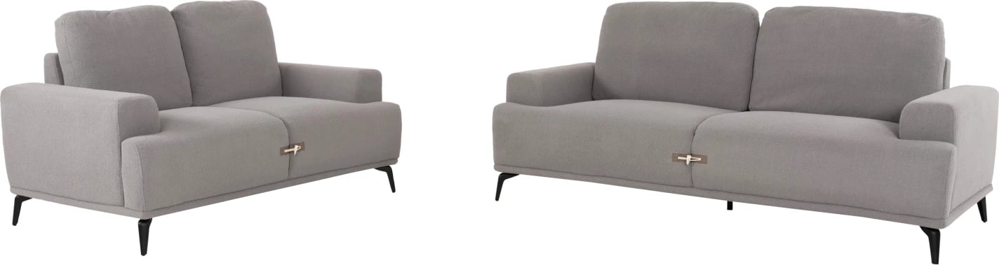 Set divanësh 2 pjesë TERIN FH6069.02, pëlhurë gri, këmbë metali të zeza
