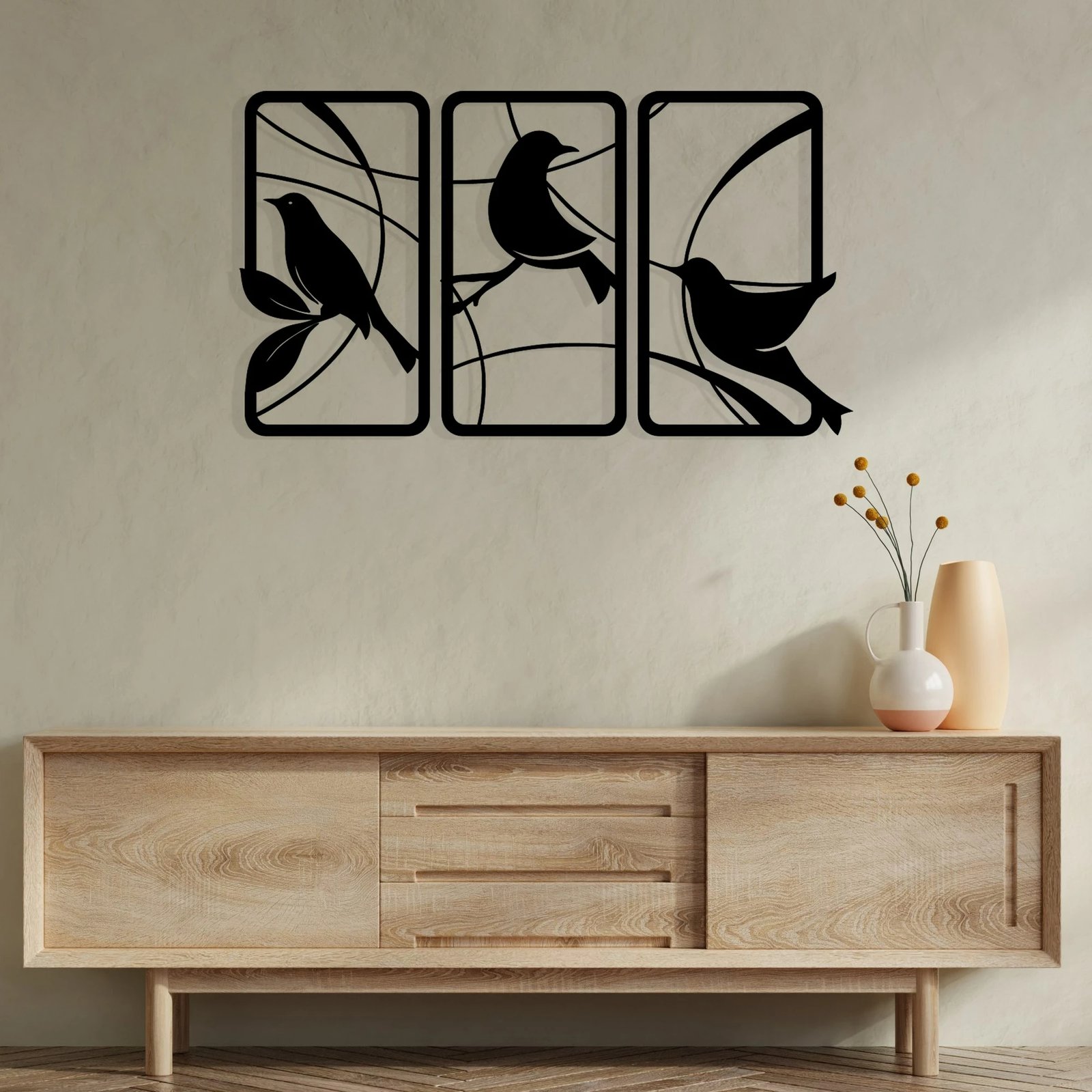 Aksesor dekorativ metalik për mur, Wallity Sentimiento 337, ngjyrë e zezë, 120x68cm