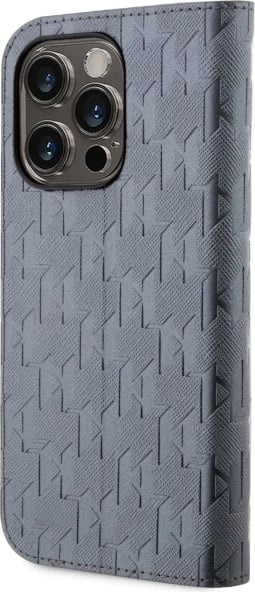 Mbështjellës Karl Lagerfeld KLBKP14LSAKLHPG për iPhone 14 Pro 6.1", Saffiano Monogram, argjendtë