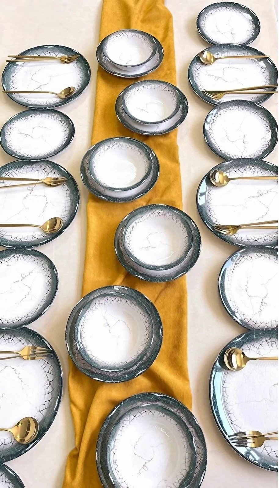 Set enësh për drekë (24 copë), Hermia Concept, Albertus 24YT, bardhë-antracit