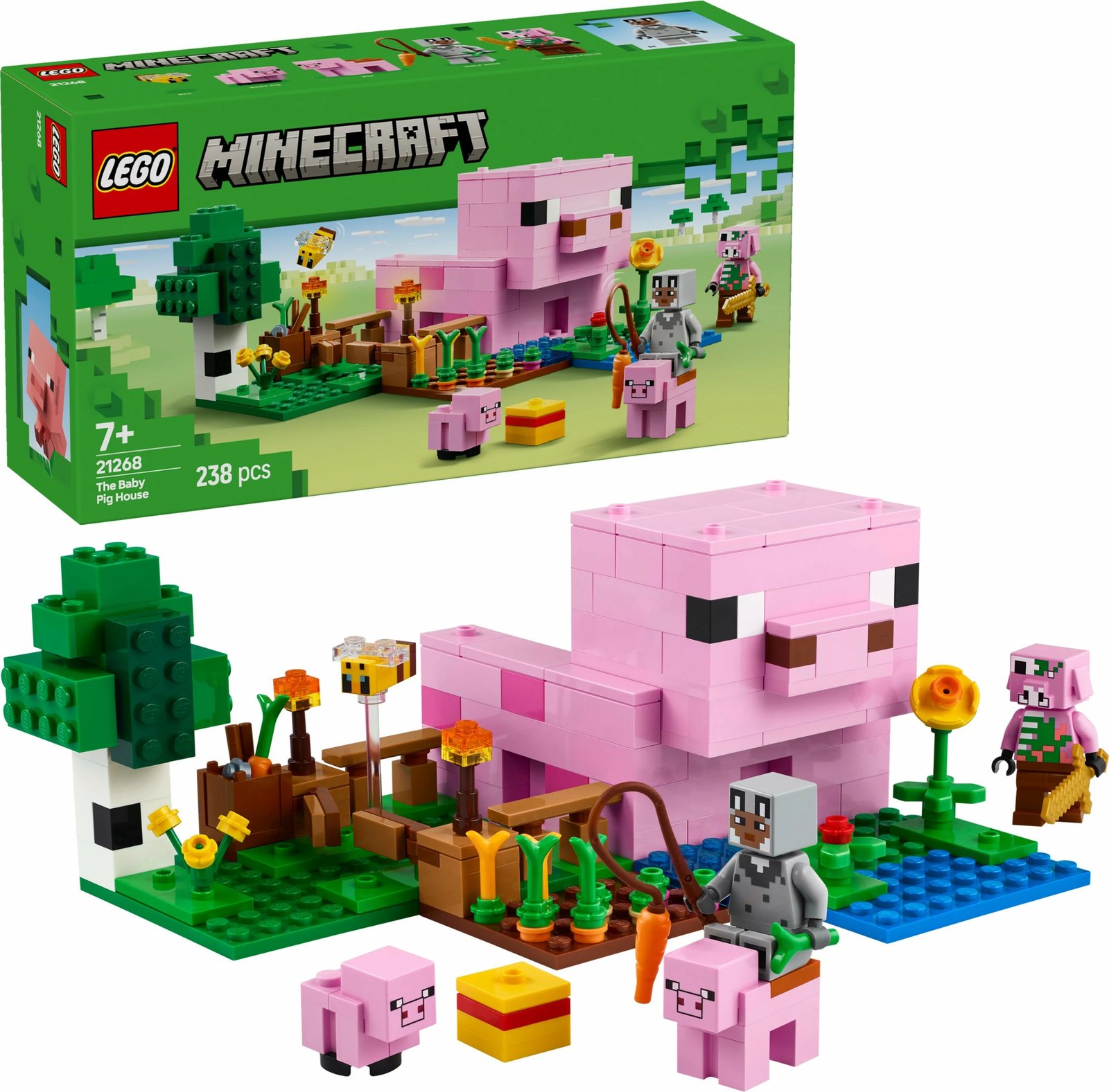 Set ndërtimi LEGO Minecraft 21268 Das Babyschwein-Haus 238 pjesë, multikolor
