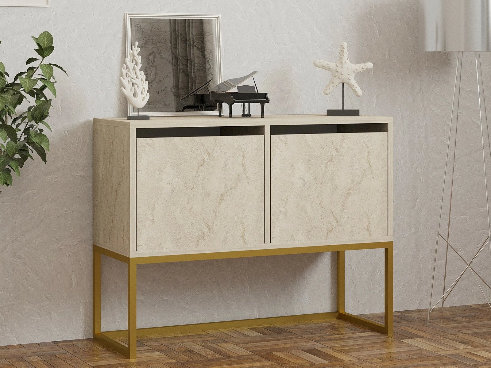 Konsol Zermat, ngjyrë travertine, Hanah Home