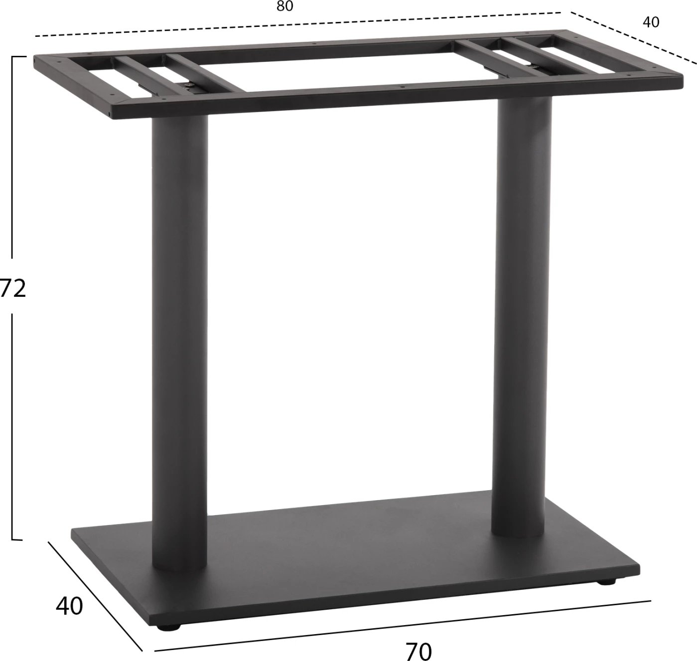 Baza për tavolinë FH435.20 metalike, gri mat, me rregullues të lartësisë, 40x70x72H cm